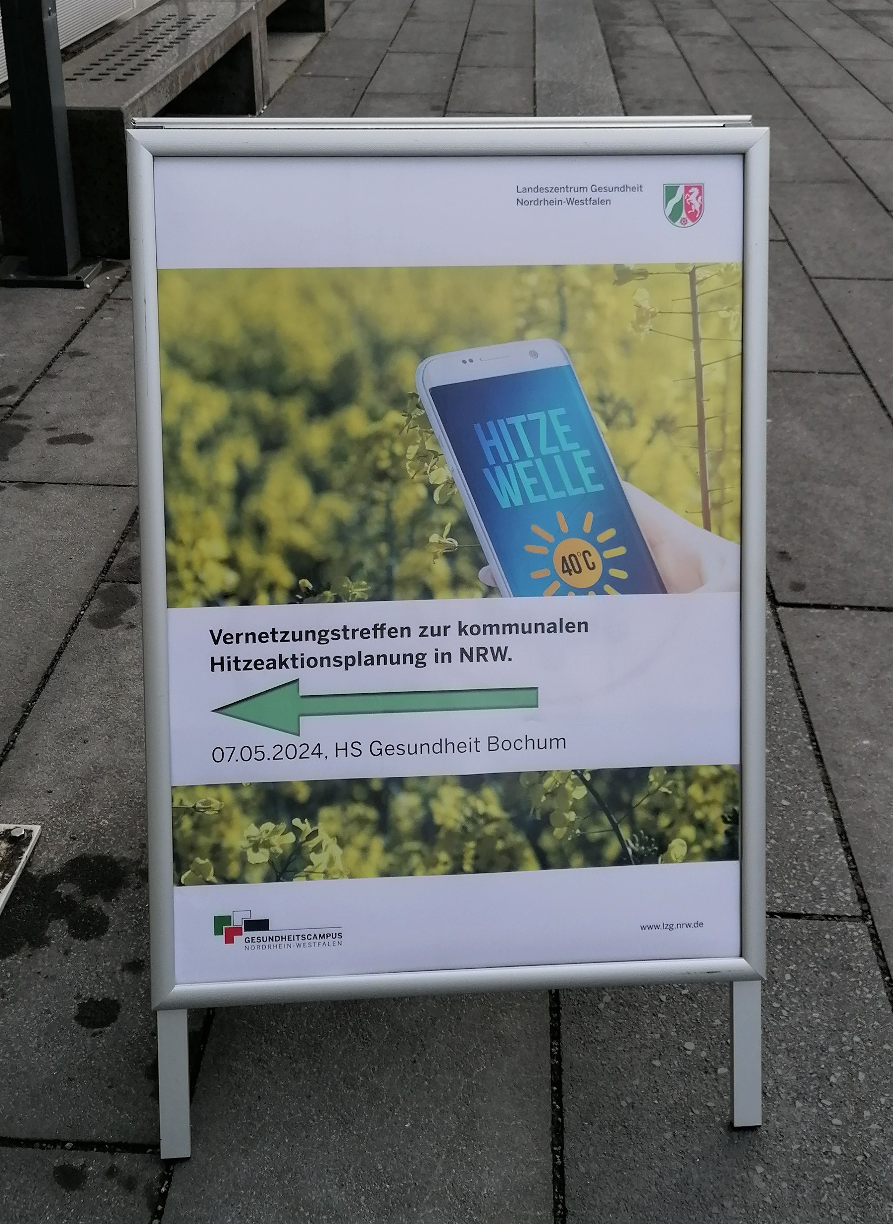 Plakat zum Vernetzungstreffen zur kommunalen Hitzeaktionsplanung in NRW