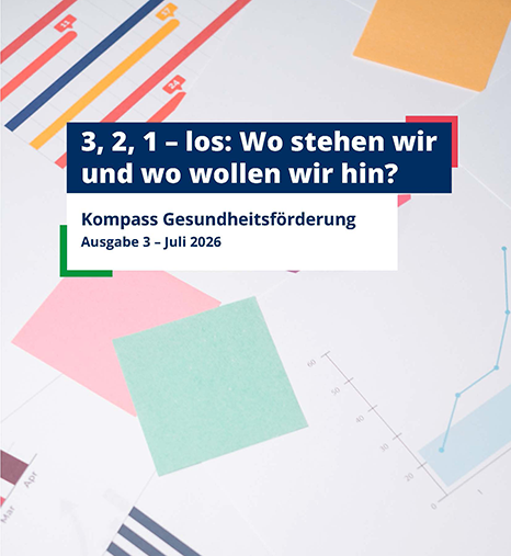 Titelblatt der dritten Ausgabe "Kompass Gesundheitsförderung"